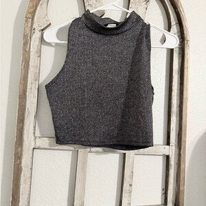 Gray Sleeveless Ribbed Women's Top